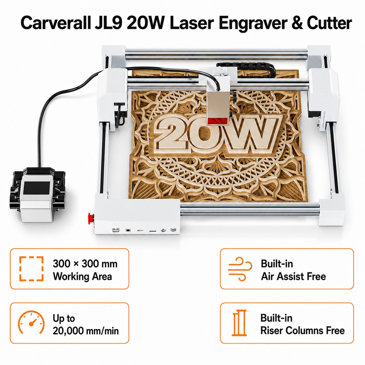 Industrial Laser Engraver - Carverall JL9 20W Gravador e Cortador
